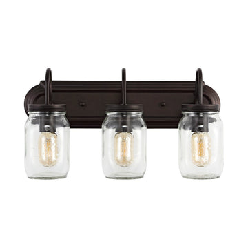 Gaines 19.3" Farmhouse Industrial Iron Mason Jar LED Vanity - JONATHAN Y
